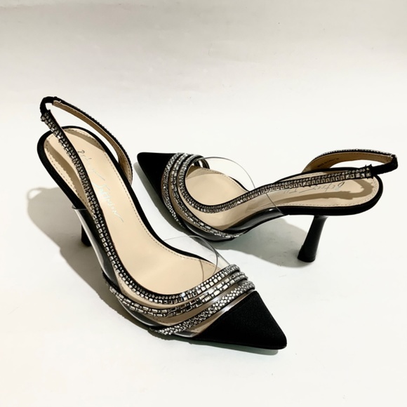Betsey Johnson Dora Clear Slingback Black Dress Shoes Pointed Toe Pumps 7.5 - Picture 7 of 13